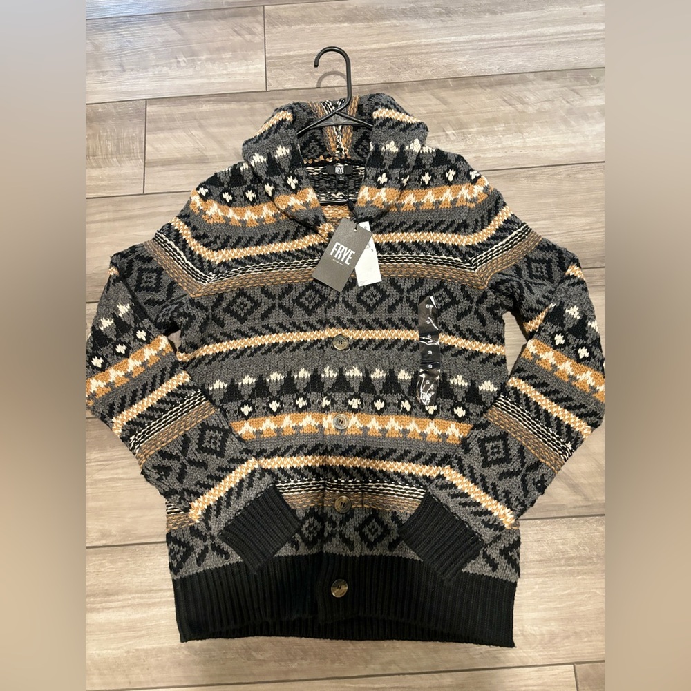 FRYE Men's Cardigan - Black, Gray, and Tan